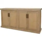 Armoni 4 Door Buffet Sideboard in Brushed Sand Beige Wood & Rattan